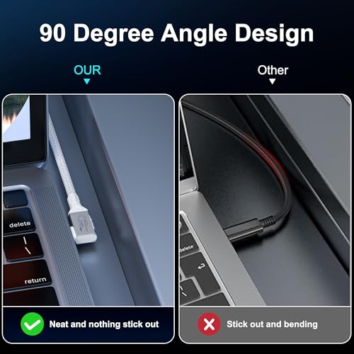 White Thunderbolt 4 Cable Long, Right Angle USB 4 Cable 90 Degree, 240W USB c Cable 40gbps Data Transfer, 8K@60Hz Display, Compatible with Docks eGPU Hub 6.6ft/2M – Enhanced Compatibility and Speed
