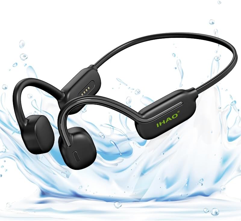 IHAO Ultra-Light Bone Conduction Bluetooth Headphones with Built-In MP3 Player – Open-Ear Ergonomic Earbuds for Active Lifestyles, Perfect for Cycling, Running, and Skiing – Sweat-Proof, Comfortable Fit with Exceptional Sound Clarity and Surround Awareness