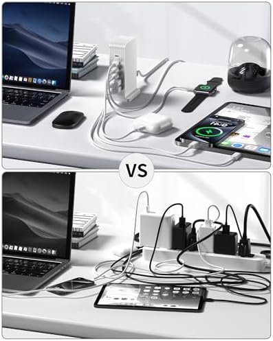 Revolutionary 6-Port USB C Charging Hub – High-Speed Multi-Device Power Station for i Phone 15/14/13/12, i Pad, Samsung Galaxy, and Google Pixel – Compact Travel Charger with Advanced Safety Features – Ultimate Solution for Efficient Charging at Home, Office, and On-the-Go