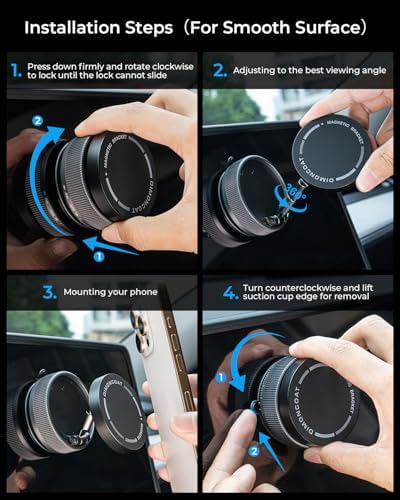 Vacuum Magnetic Phone Holder Stand [89+LBS Strongest Suction & 24*N55 Ultra Magnetic] 360° Adjustable Car Phone Mount for MagSafe Suction Cup, Compatible with Car/Gym/Mirror for iPhone 16 15 – Enhanced Compatibility and Speed