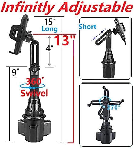 Enhanced Universal Car Cup Holder & Air Vent Phone Mount – Adjustable Long Arm Holder for All Smartphones Including i Phone 13 Pro Max & Samsung S22 Ultra – Ultimate Stability and Convenience for Safe Driving Navigation