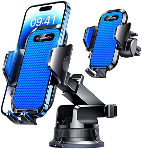 VANMASS Pro Universal Car Phone Mount with 2025 Super Suction Cup – Ultimate Cell Phone Holder for Safe Driving, Compatible with i Phone 16 Pro Max, 15, 14, 13 & Samsung Android Devices – Easy Installation, 360-Degree Rotation, and Enhanced Stability for Windshield, Dashboard, and Vent Use