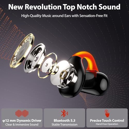 Experience Unmatched Freedom with Jiunai Open Ear Bone Conduction Earbuds – Advanced Sweatproof Wireless Bluetooth 5.3 Headphones for Active Lifestyles. Designed for Safety and Comfort, These Innovative Earbuds Feature a Unique Flash Night Light to Enhance Visibility During Evening Activities. Perfect for Running, Cycling, and Outdoor Sports, the Ergonomic Clip-On Design Ensures a Secure Fit While Keeping You Aware of Your Surroundings. With State-of-the-Art Bone Conduction Technology, Enjoy Crystal-Clear Audio Without Compromising Situational Awareness. Built to Endure the Elements, These Durable Headphones Are Easy to Maintain and Ideal for Intense Workouts. Elevate Your Listening Experience with Jiunai – Where Cutting-Edge Technology Meets Your Active Lifestyle.