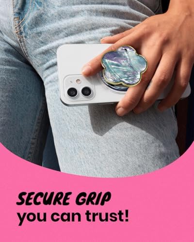 Chic Mother of Pearl Daisy Floral Phone Grip & Stand – Stylish Magnetic Phone Holder for Secure One-Handed Use and Hands-Free Viewing (Crème) – Ideal Floral Accessory for Enhanced Mobile Experience and Compatibility with Mag Safe Devices