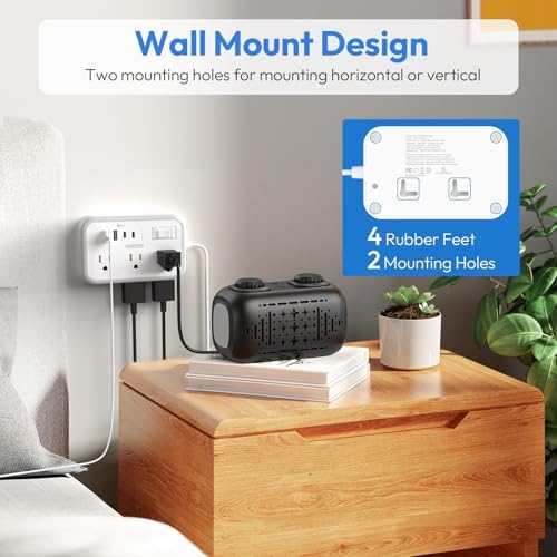 NTONPOWER 6-Outlet Surge Protector Power Strip with 4 USB Charging Ports, Including 2 USB-C Fast Chargers, 5-Foot Flat Plug Extension Cord for Home, Office & Dorm Room – Ultimate Device Protection & Space-Saving Solution