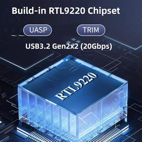 Supercharge Your Storage with Cablecc USB4 20 Gbps Type-C M.2 NVME/SATA SSD Enclosure – Effortless Data Transfer and Maximum Compatibility for 2280/2242/2260 mm Drives – RTL9220 Chipset for Enhanced Performance and Portability