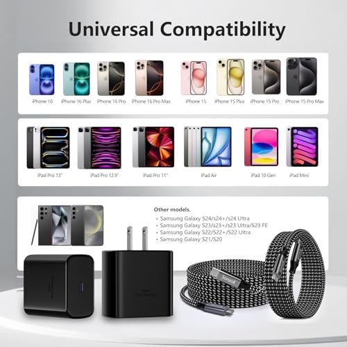 Revamp Your Power Routine with the i Phone 16 Pro Max Fast Charging Duo – 45 W USB-C Charger Blocks & 6.6 FT Type-C Cables for Ultra-Fast Power Delivery, Perfect for i Phone 16 Series & i Pad Pro Use – Essential for Home, Office, and Travel Efficiency