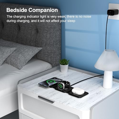 UCOMX Foldable 3-in-1 Wireless Charging Station: Ultimate Travel Charger for i Phone 12-16 Pro Max, Apple Watch Series 3-Ultra, and Air Pods Pro – Rapid Nano Technology for Fast, Safe Charging & Clutter-Free Convenience