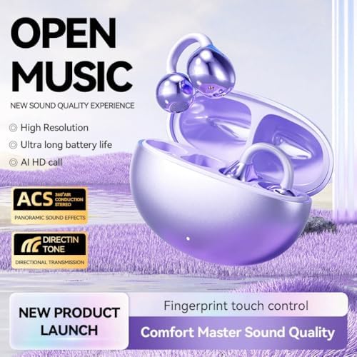 Next-Generation Clip-On Bone Conduction Bluetooth Earbuds for Active Individuals – Ultra-Lightweight, Secure C-Shape Design Perfect for Runners and Fitness Buffs – Enjoy Open-Ear Sound with Advanced Bluetooth 5.4 Technology for Maximum Comfort and Versatile Device Compatibility – Stay Aware and Motivated During Every Workout with Premium Audio Performance and Ergonomic Fit