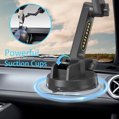 Truck Phone Holder Mount,Car Phone Holder,Dashboard Windshield Phone Holder 16.9 inch Long Arm,Super Suction Cup Compatible with Pickup Truck,Commercial Truck and All Phone,Black – Enhanced Compatibility and Speed