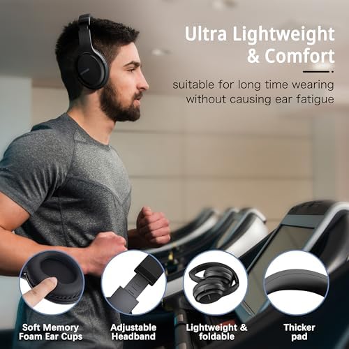 Transform Your Listening Journey with AMORNO Wireless Over-Ear Bluetooth Headphones – 68-Hour Playtime, Superior Hi-Fi Sound, and Ergonomic Foldable Design for Ultimate Portability (White) – Ideal for Music Lovers and Professionals on the Go