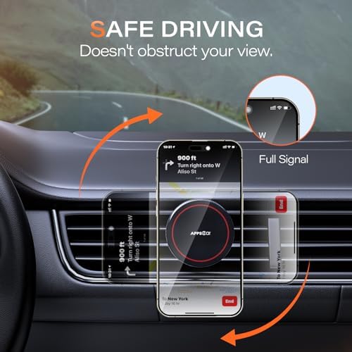 Upgrade Your Driving Experience with the APPS2 2-Pack Magnetic Phone Car Mount – Enhanced Air Vent Holder for i Phone & Galaxy Devices, Featuring 6 Ultra-Strong Magnets and Adjustable Secure Fit for All Vehicle Types – Perfect for Hands-Free Navigation and Communication