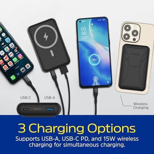 Experience Unmatched Charging Freedom with Energizer 10,000 m Ah Magnetic Wireless Power Bank – 15 W Wireless & 22.5 W USB-C PD Fast Charging, Foldable Stand for Effortless Use – Ultimate Compatibility for i Phone 16/15/14/13/12, i Pad & Samsung Devices – Travel-Ready Portable Battery Pack for Modern Life