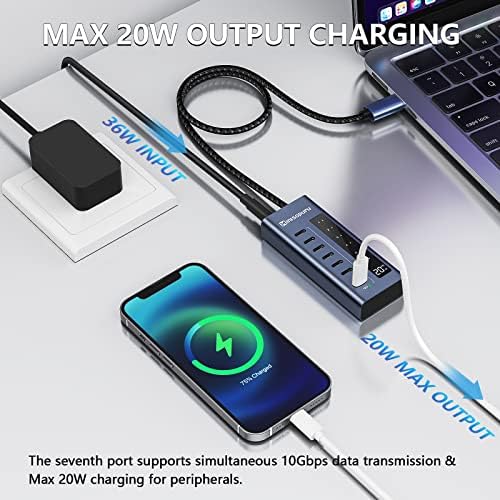 Minisopuru 4-Port USB C Hub – Ultra-Fast 10 Gbps Data Transfer & 20 W Rapid Charging Splitter for Mac Book Pro, i Pad & More – Lightweight Multiport Adapter for Seamless Device Connectivity – Ideal for On-the-Go Professionals