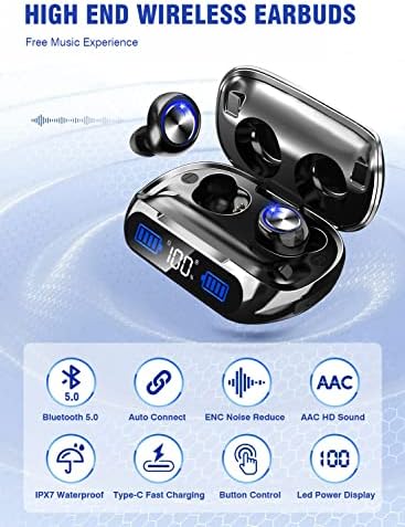 Ultimate Wireless Earbuds with 200 Hours of Bluetooth Playback, IPX7 Waterproof Design, Advanced Noise-Canceling Technology, and LED Power Display – In-Ear Headphones with Built-in Mic for Seamless Connectivity Across Smartphones, Smart TVs, and Laptops – Unmatched Sound Quality for Gamers, Music Lovers, and Professionals