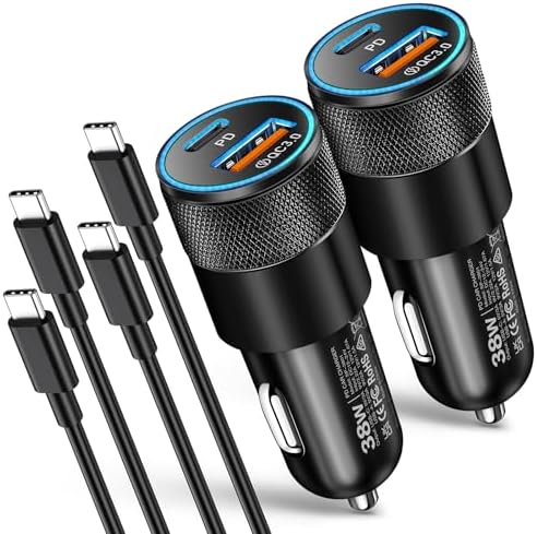 Dual-Port Fast Charge Car Charger Bundle – 38 W USB-C Power Adapter with 6 FT Type-C Cable for i Phone 15/16 Pro & i Pad – Boxeroo Multi-Device Auto Charger with QC 3.0 & PD Compatibility for Ultimate On-the-Go Power Efficiency – Sleek, Durable Design for Enhanced Vehicle Connectivity