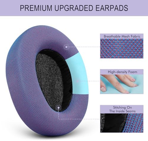 Upgrade Your Sound: GEVO High-Density Foam Ear Pads for Steel Series Arctis Nova – Stylish Purple Magic Mesh Fabric Cushions for Pro Wired, Nova 1, 3, 4, 5, 7 Headphones – Enhanced Comfort and Sound Isolation for Long Listening Sessions