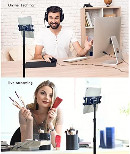 Height-Adjustable Raking Tablet Floor Stand – 360° Rotating Tripod for i Phone, i Pad Mini/Air/Pro & All 5.5-12.9 Inch Devices – Ultimate Hands-Free Viewing & Productivity Booster