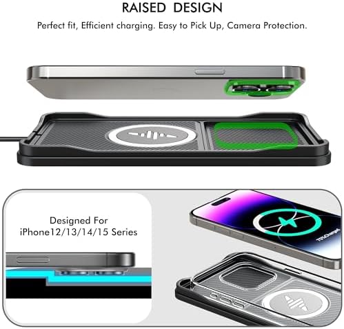 LANSEMKU 15 W Wireless Car Charger Pad – Sleek Anti-Slip Design for Seamless Charging on the Go – Compatible with i Phone 16/15/14/13/12 Pro Max & Samsung S23/S22/S20 – Fast Charging Solution with 30 cm Cable – Elevate Your Driving Experience with Enhanced Compatibility and Convenience