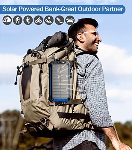 GOODaaa 36,000 m Ah Solar Wireless Power Bank with Built-in 4 Cables, Fast 15 W Charging, 6 Outputs & Dual Flashlights – Ultimate Portable Charger for All Devices with Carabiner for Easy Carrying