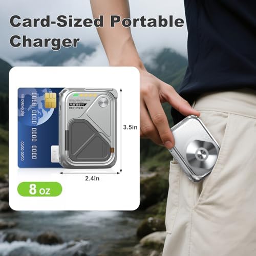 Compact Magnetic Power Bank – P05 Portable Charger with 10000 m Ah Capacity for Fast Wireless Charging, Built-in Cable & Foldable Plug – Perfect Travel Companion for i Phone, Samsung & Android Devices
