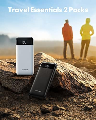 Travel-Ready Dual Pack Portable Chargers with Built-In Cables – 10,000 m Ah Slim Power Banks Featuring 6 Outputs & 3 A Fast Charge for i Phone, Samsung, Pixel, LG, Moto, i Pad – Ultimate Multi-Device Charging Solution for On-the-Go Efficiency