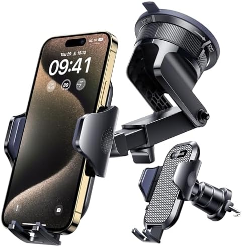 VANMASS Ace Car Phone Holder Mount – Upgraded Military Steel Hook & Super Suction Cup for Ultimate Hands-Free Navigation – Compatible with i Phone 14, 13, 12 Pro Max & Samsung – Versatile Dashboard, Windshield & Air Vent Stand for Enhanced Driving Safety