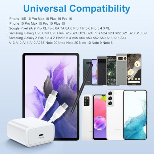65 W Ultra-Fast Samsung Galaxy S25 Edge Charger with 6 ft USB C Cable – Efficient Power Source for Galaxy S25 Ultra, S25+, S24, S23, and More – Premium Rapid Charging Adapter with Safety Features for Android Devices