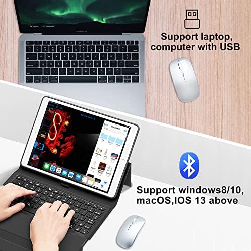 Ultimate Wireless Bluetooth Mouse for i Pad, Mac Book Pro, Air, and PCs – Rechargeable Silent Design for Productivity on the Go – Portable Slim Dual Mode Mouse with LED Indicators and Universal Compatibility