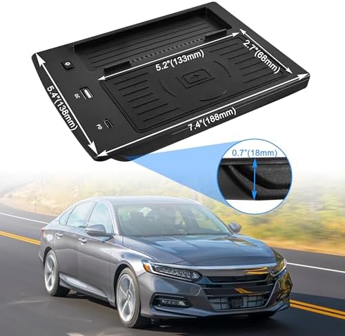 Elevate Your Honda Accord Experience with Fast Wireless Charger – 2018-2022 Model-Specific Charging Panel Featuring USB-A & USB-C Ports, Streamlined Center Console Organizer for Effortless Smartphone Charging and Enhanced Vehicle Interior Functionality