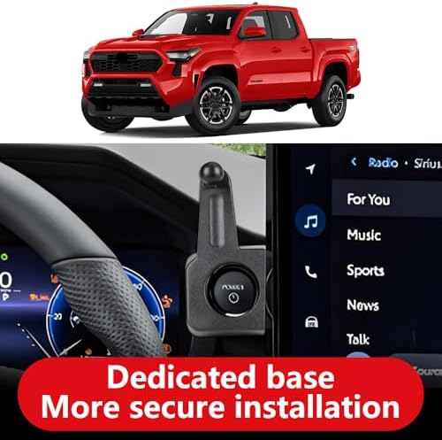 Secure Mobile Phone Mount for 2024-2025 Toyota Tacoma – Custom Fit for Limited, TRD Pro & Trailhunter Models | 14-Inch Screen Compatible Dash Holder | Effortless Installation & Enhanced Driving Safety | Sleek Design for Modern Interiors | Premium Quality Car Accessory