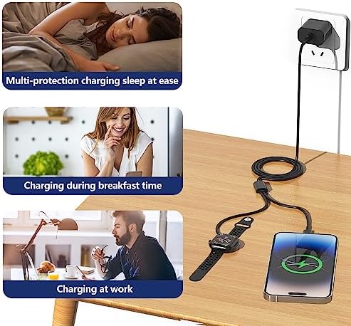 Premium 5 W Fast Charging USB C Cable for Apple Watch – 6 ft Magnetic Charger, MFi Certified, Compatible with Series SE2/8/7 & All Sizes 38 mm to 45 mm – Reliable & Efficient Power Solution for On-the-Go Users