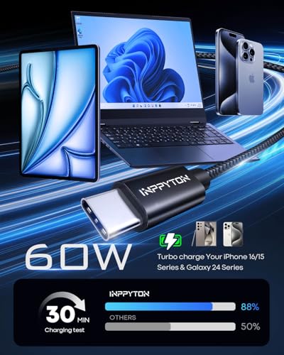 40Ft USB C to USB C Cable 60W, Nylon Braided Extra Long Type C to Type C Charger Cord (No Data Transfer) for USBC Phone/Tablet/Pixel/Switch and Other USB-C Devices – Enhanced Compatibility and Speed