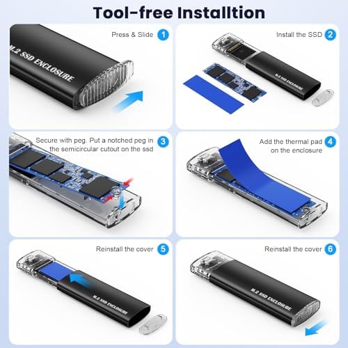 High-Performance M.2 NVMe SATA SSD Enclosure Adapter – 10 Gbps USB 3.1 Gen 2 Type-C for Seamless Data Transfer, Compatible with M-Key & B+M Key Sizes 2230, 2242, 2260, 2280 – Ideal for Fast-Paced Professionals and Gamers Seeking Reliable Storage Expansion