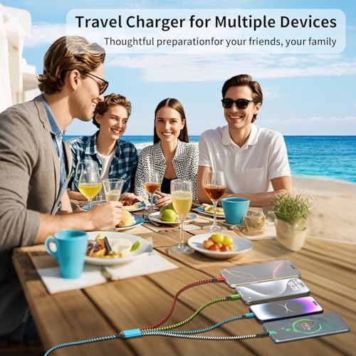 100W USB C Multi Charging Cable,3 in 1 USB C Cable Fast Charging with E-Mark Chip,Universal Charging Cable with Type-C, Micro USB,IP Port for iPhone16/15/Cell Phones and More – Enhanced Compatibility and Speed