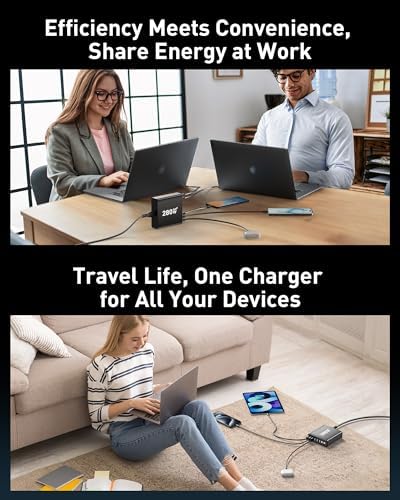 Revolutionize Your Charging Routine with the 280 W Ga N USB-C 8-Port Fast Charging Station – Power Up Laptops, Smartphones & More with PD 65 W Compatibility for Mac Book Pro/Air and Dell – Compact & Lightweight Design Perfect for Home, Office, and Travel – Universal Fast Charger for i Phone, Samsung Galaxy & All USB-C Devices