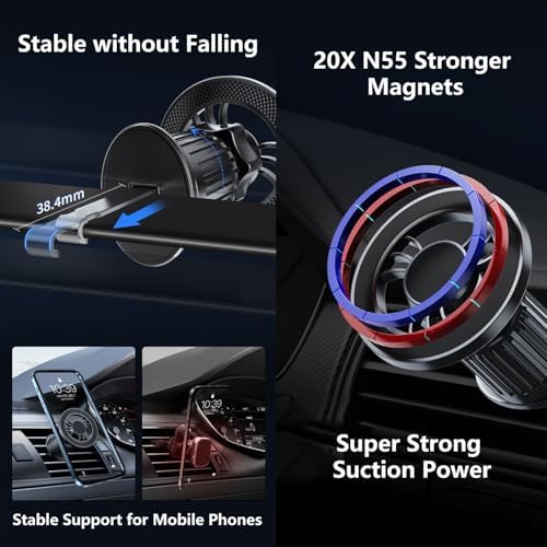 for iPhone Fits MagSafe Car Mount – Magnetic Mag Safe Phone Holder Car Accessories,Dashboard Vent Car Mount for iPhone 16 15 14 13 12 Pro Max Plus,Samsung Galaxy Moto,Gifts for Men Women (Black) – Enhanced Compatibility and Speed