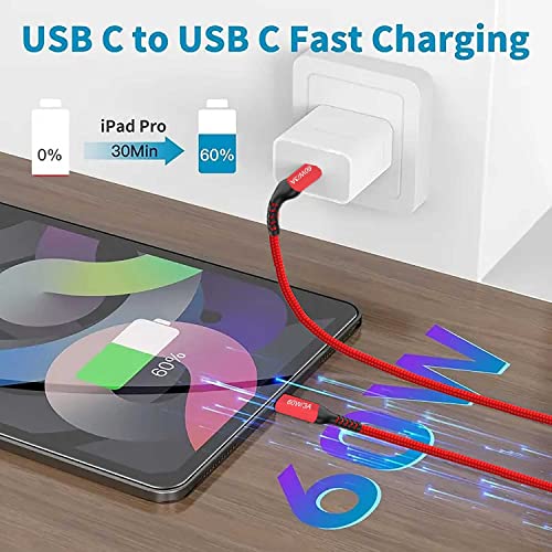 15 FT USB-C to USB-C Charging Cable (2 Pack, 60 W) – High-Speed Data Transfer & Power Delivery for i Phone 15 Pro, Samsung Galaxy S23/S22, Google Pixel 6 Pro, and More – Ultimate Compatibility & Durability for On-the-Go Charging Solutions