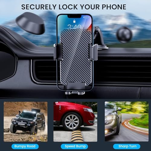 Universal Car Phone Mount: Hands-Free Adjustable Holder for Safe Driving – Secure Air Vent Smartphone Stand for i Phone & Android – 360-Degree Rotation for Optimal Viewing and Easy Access – Durable Lightweight Design for All Vehicles