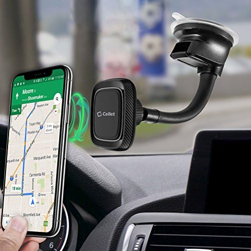Universal Magnetic Car Phone Mount Holder with Flexible Goose-Neck for Enhanced Navigation – Compatible with i Phones, Samsung Galaxy, LG, Motorola, Google Pixel – Effortless Installation & Optimal Viewing Angle for Driving Safety