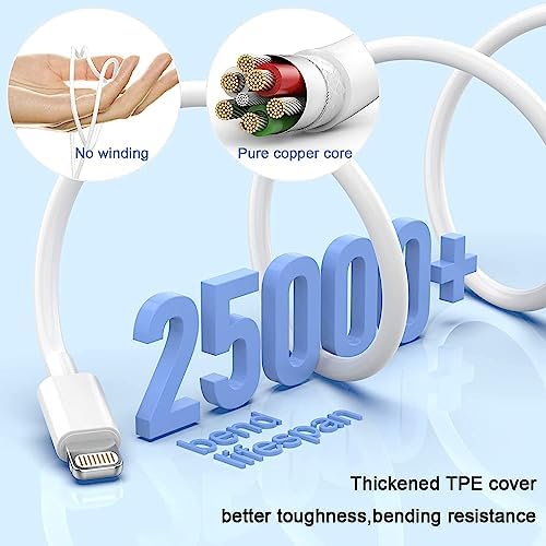 Enhanced Charging Trio: MFi Certified Fast Charger Pack for i Phone – 3 Quick Charging Blocks & 10 ft USB-C to Lightning Cable for Models 14, 13, 12, 11, X – Unmatched Speed and Versatility for Seamless Power Solutions