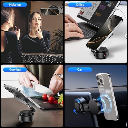 Electric Vacuum Magnetic Suction Phone Holder for Magsafe,360° Adjustable Magnetic Car Phone Mount,Foldable Portable Cell Phone Holder for iPhone 16/15/14/13/12 Series (Not Charge Phone) – Enhanced Compatibility and Speed
