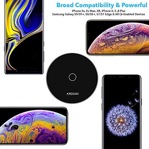 Apexan Ultra-Fast Wireless Charging Pad for Apple i Phone 15, 14, 13, 12, 11/Pro/Pro Max, X, XS, XS Max, i Phone XR, 8/8 Plus & All Qi-Compatible Devices – 10 W High-Speed Aluminium Charger in Space Grey with Enhanced Safety Features for Effortless Power Management and Stylish Convenience