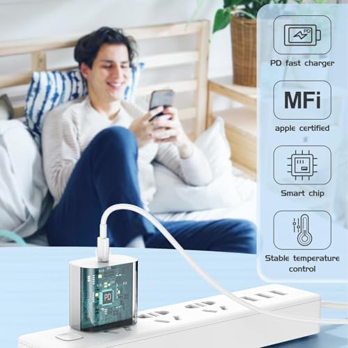 Apple MFi Certified 10 ft Lightning Charger Cable – Dual Pack Fast Charging Cords with USB Wall Adapters for i Phone 14/13/12/11 Pro Max/SE/i Pad – Ultimate Convenience & Speed for All Lightning Devices