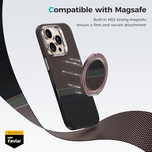 Revolutionize Your i Phone Experience with BENKS Armor Pop Magnetic Grip & Stand – 360° Rotatable Kevlar Phone Holder for Mag Safe, Perfectly Compatible with i Phone 16/15/14/13/12 Series, Ultimate Stability and Style for Everyday Use