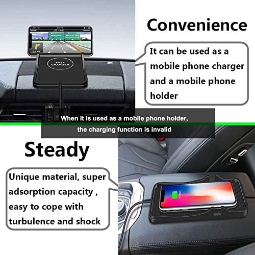 Ultimate Wireless Car Charger Pad: 15 W Fast Charging Solution for i Phone & Android Devices – Non-Slip Design with Secure Mounting Adapter – Universal Compatibility with Samsung Galaxy, LG G8, and More for Effortless On-the-Go Power