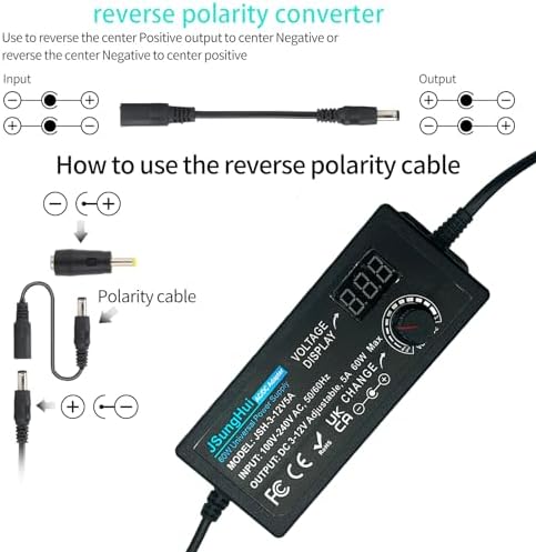 Versatile 120 W Universal AC to DC Power Adapter – Adjustable 3 V to 12 V, 10 A Output with 14 Interchangeable Tips & Polarity Converter for Seamless Compatibility with LED Strip Lights, Printers, CCTV Cameras, and More – Ultimate Efficiency and Durability Ensured
