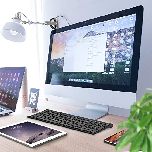 Experience Unmatched Versatility with the i Clever BK10 Bluetooth 5.1 Wireless Keyboard – Ergonomic Comfort Meets Multi-Device Connectivity for Mac, i Pad, i Phone, Android, and Windows – Full-Size Layout with Number Pad for Enhanced Productivity and Seamless Workflow – Rechargeable, Lightweight, and Stylish Design for Effortless Typing Anywhere