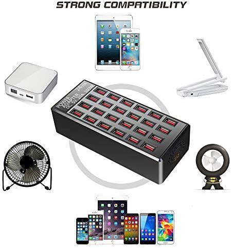 Ultimate 100 W 24-Port USB Fast Charging Station – High-Efficiency Multi-Device Charger for Smartphones and Tablets, Ideal for Home and Travel Use – Compact Design with Advanced Safety Features and Enhanced Cord Management for Organized Charging Solutions