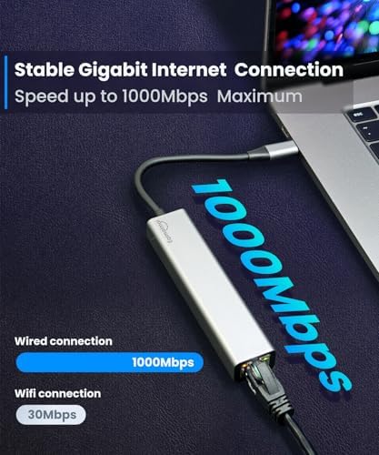 Elevate Your Workspace with the Ultimate USB-C Ethernet Adapter: 100 W Fast Charging Hub for Seamless Multiport Connectivity – Perfect for Laptops, Mac Books & Chromebooks – Experience Blazing Gigabit Ethernet Speeds & 5 GB USB 3.0 for Quick Data Transfer & Effortless Media Management